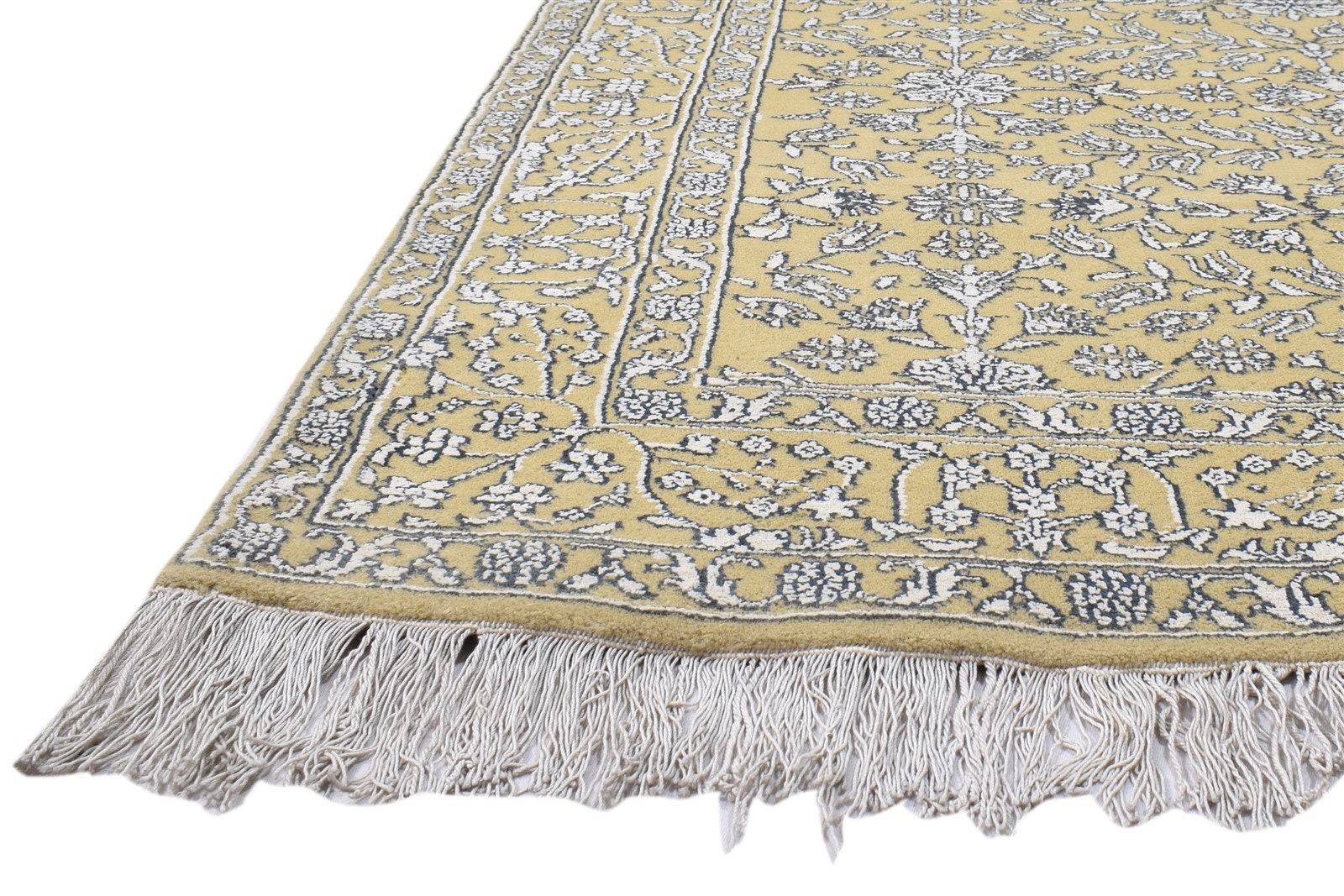 Wool / Silk Gold Rug 4X6 Hand Knotted Kashan Oriental Room Etsy