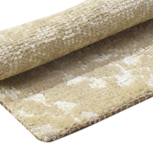 100% Wool / shops Art Silk Beige Rug 2X2 Modern Hand Knotted Moroccan Trellis Small