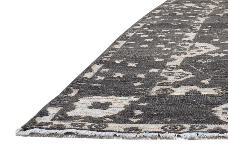 Tapis pour chambre à coucher, tapis anthracite noir de carbone, tapis de sol et tapis noués à la main, carpette turque pour salon image 3