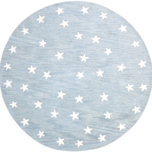 Star Rug Blue Sky Round Kids Rug Round Starry Skies Round Rug Nursery Rug