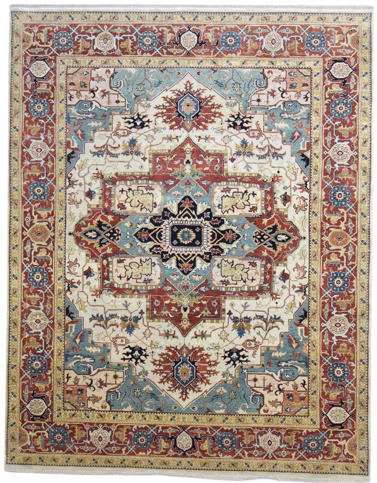 Wool Grey Rug 8X10 Persian Hand Knotted Heriz Oriental Large Etsy