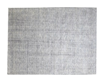 9X12 Rug Wool Dark Grey Modern Hand Knotted Scandinavian Solid Extra Large