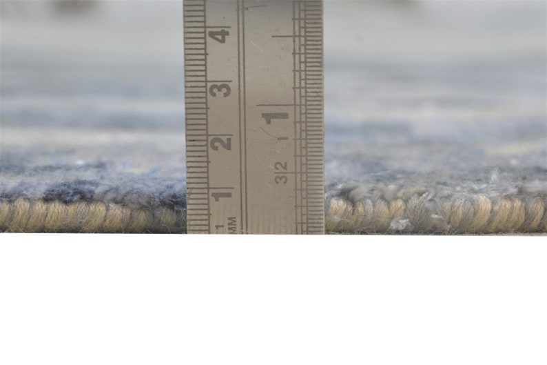 Wool / Art Silk Rug Grey Rug 11X10 Modern Hand Knotted Indian Abstract