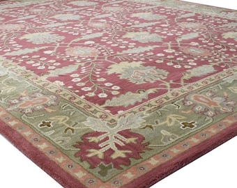 Area Rug 8x10 Persian Red Wool Rug for Living Room Bedroom 9x12, 6x9, 5x8 Handmade Carpet