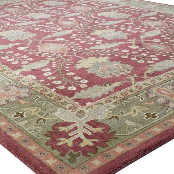 Area Rug 8x10 Persian Red Wool Rug for Living Room Bedroom 9x12, 6x9, 5x8 Handmade Carpet