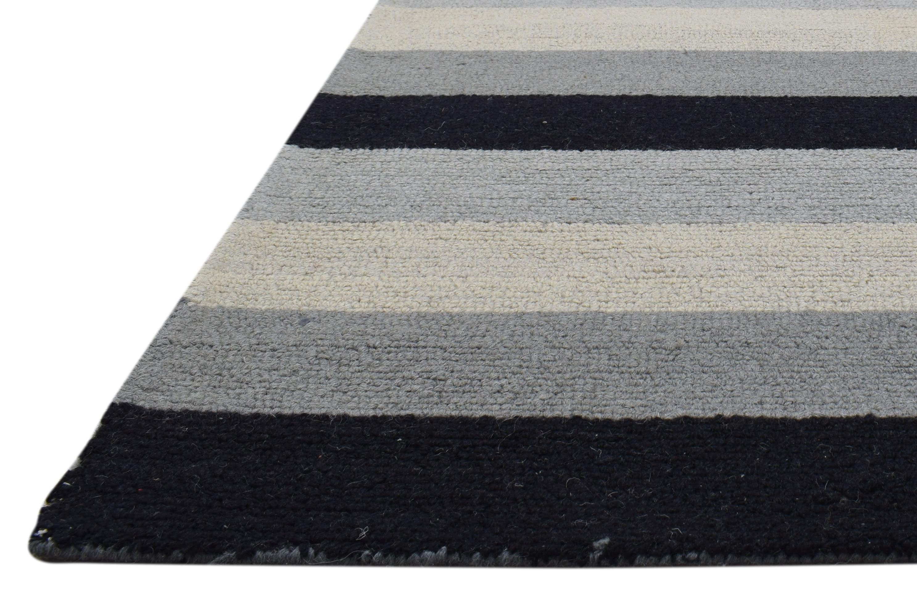 Wool grey rug 5x8 modern hand tufted scandinavian striped room Etsy