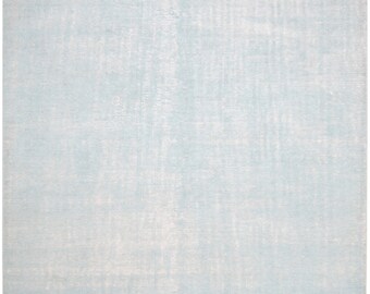 Blue Silk Rug 8' X 10' Modern Hand Woven Scandinavian Solid Large Carpet