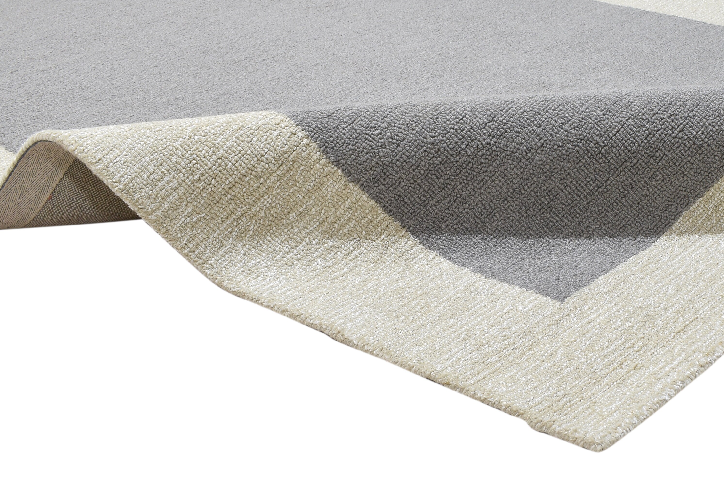 Wool / silk grey rug 5x8 modern hand tufted scandinavian Etsy