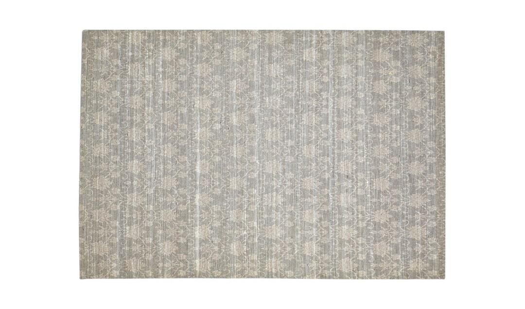 Wool / Art Silk Rug Dark Grey Rug 5X7 Modern Jacquard Loom French Floral Room Size Etsy UK