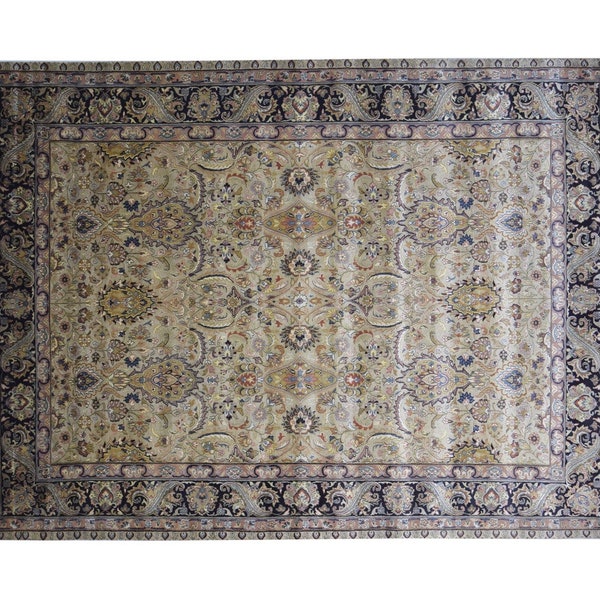 Wool sage rug 9' x 12' persian hand knotted tabriz oriental large carpet
