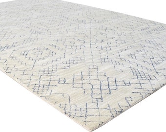 Weißer Teppich Großer Moderner Handgemachter Wollteppich 8x10 , 9x12 , 5x8 , 6x9 Läufer