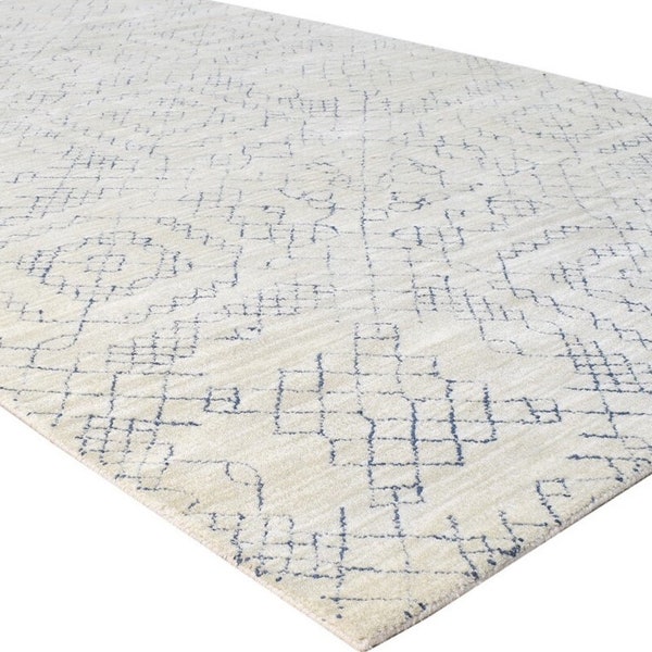 White Rug Large Modern Handmade Wool Area Rug 8x10 , 9x12 , 5x8 , 6x9 Runner