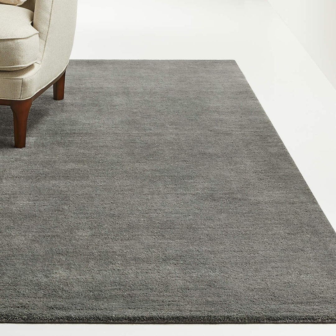 Solid Color Rags Gray Area Rug for Bedroom, Modern Rug, Solid Color Grey Wool Rug for ...