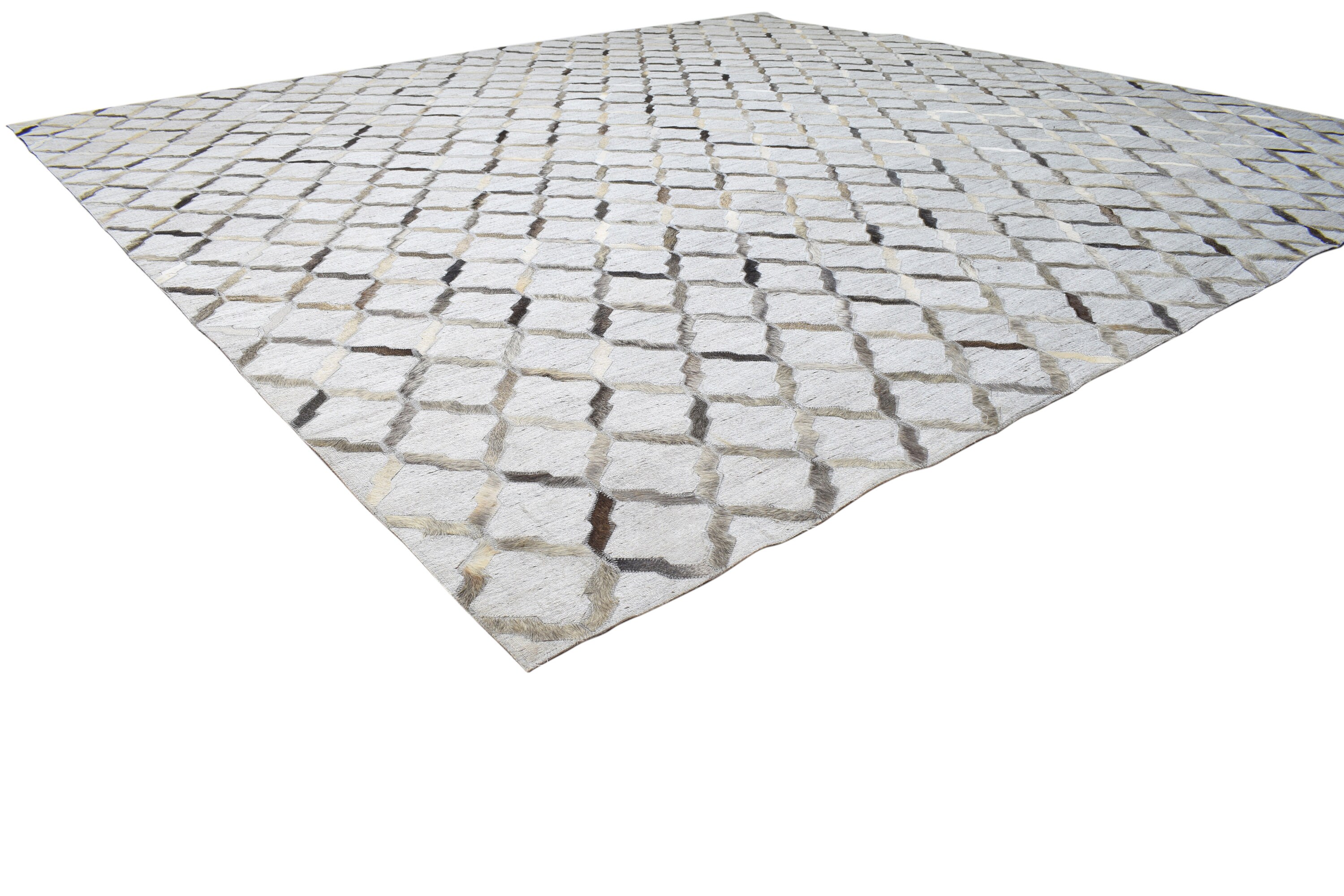 Lether / viscose grey rug 9x9 modern hand woven scandinavian Etsy