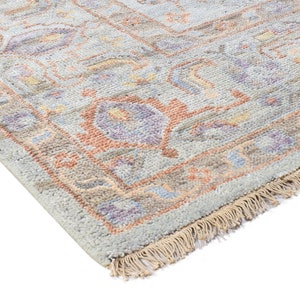 Oushak Rug 10x14, 9x12, 8x10 Blue hand knotted Wool Persian Rug large Area Rug image 6