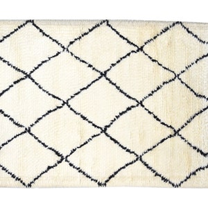 Wool ivory rug 5' x 6' modern hand woven moroccan diamond room size carpet image 1