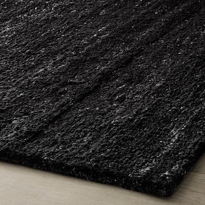 Black Rug For Living Room, Black Wool Rug for Bedroom Hand Knotted Wool Rug