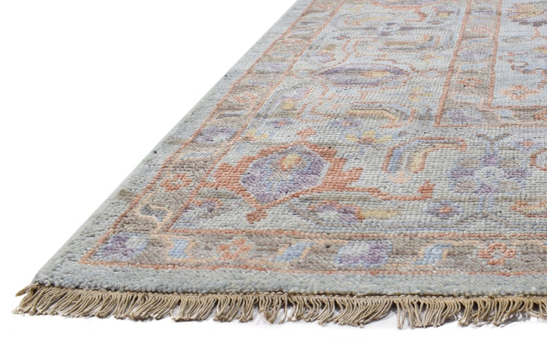 Oushak Rug 10x14, 9x12, 8x10 Blue hand knotted Wool Persian Rug large Area Rug image 4