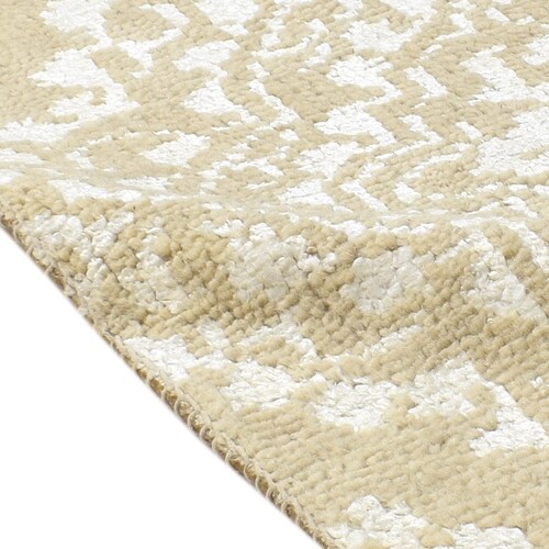 100% Wool / shops Art Silk Beige Rug 2X2 Modern Hand Knotted Moroccan Trellis Small