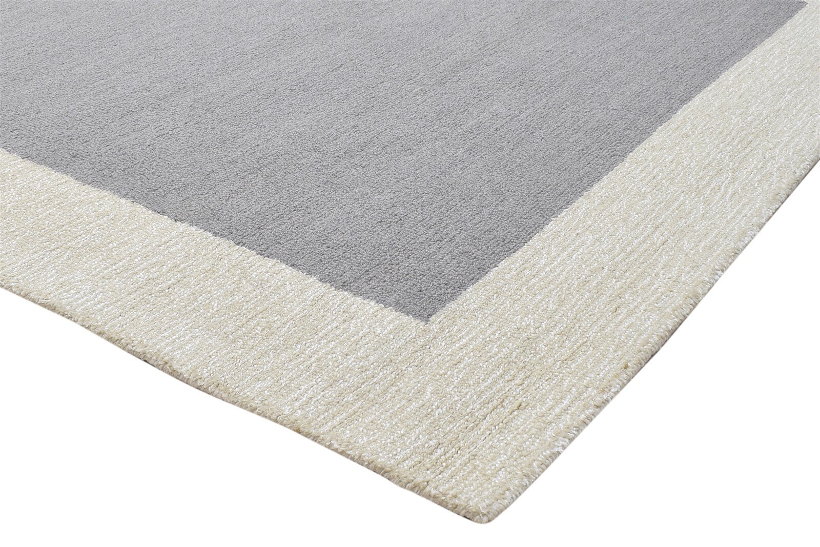 Wool / Art Silk Rug Grey Rug 5X8 Modern Hand Tufted Scandinavian Bordered  Room Size 