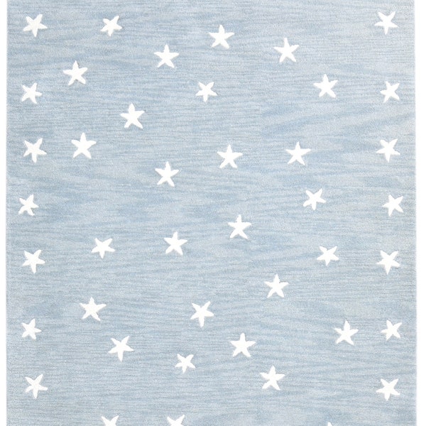 Star Rug Blue Kids Rug Blue Starry Skies Blue Rug Nursery Rug Star Blue Rug