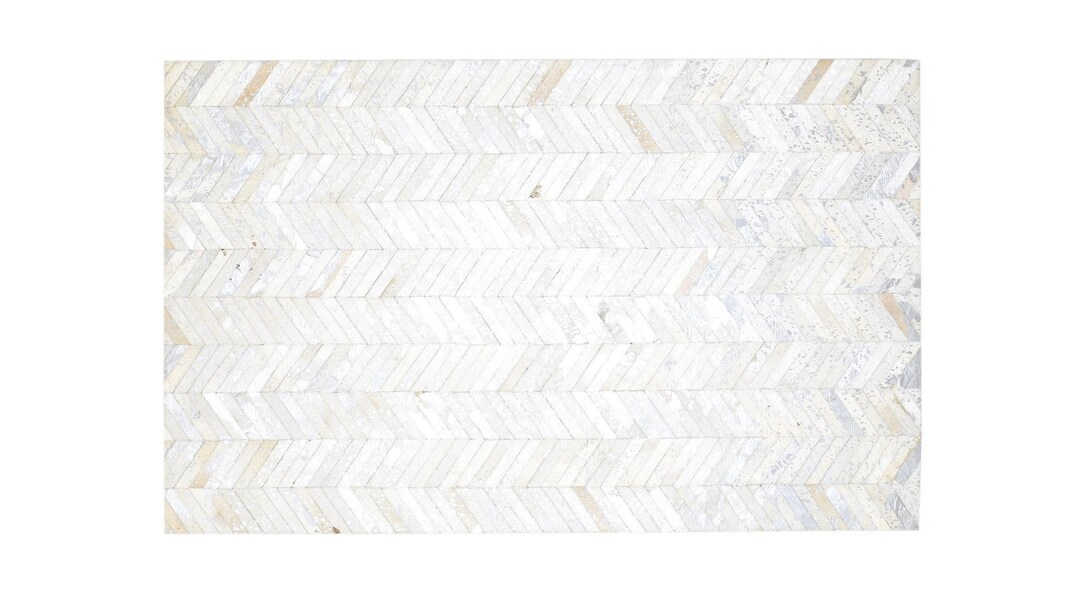 Cowhide Rug Large Patchwork Leather Rug, Offwhite Area Rug 5X8 Modern