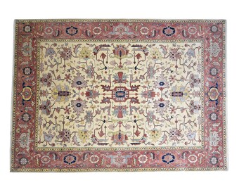 Wool sage rug 9' x 12' persian hand knotted mughal oriental large carpet