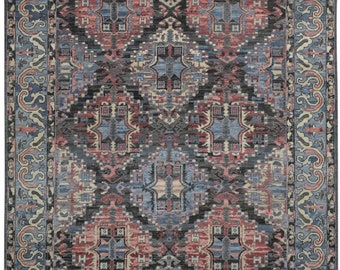 Wool Charcoal Rug - Modern Hand Knotted Kazak Oriental - Various Sizes: 4x6, 5x8, 6x9, 8' X 10', 9x12, 10x14, 12x15