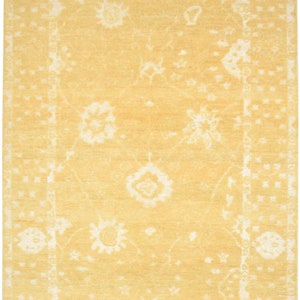 Turkish Rug 8 x 10 rug for bedroom aesthetic, Area Rug for Living Room, Yellow Gold Mustard hand knot floor & rug Carpet