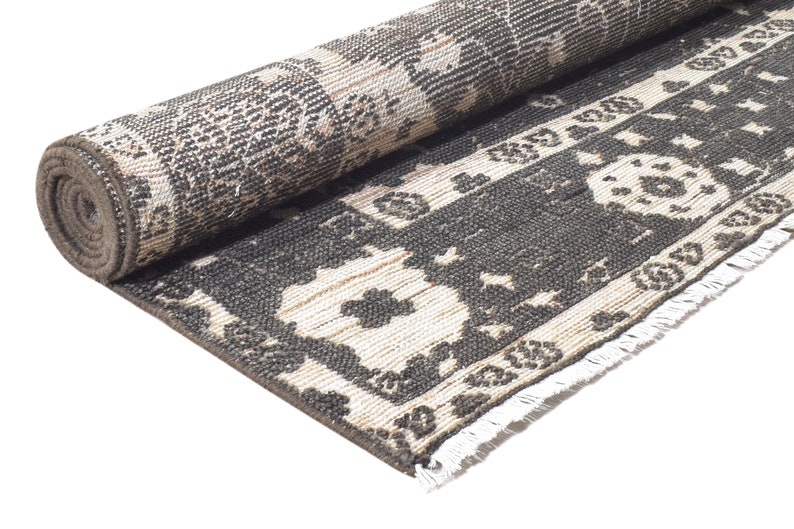 Tapis pour chambre à coucher, tapis anthracite noir de carbone, tapis de sol et tapis noués à la main, carpette turque pour salon image 6