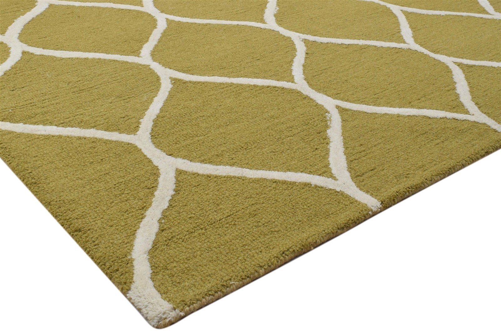 Wool Green Rug 5' X 7' Modern Hand Tufted Moroccan Etsy