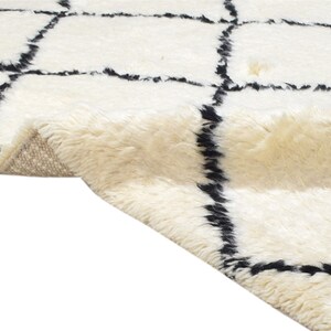 Wool ivory rug 5' x 6' modern hand woven moroccan diamond room size carpet image 5