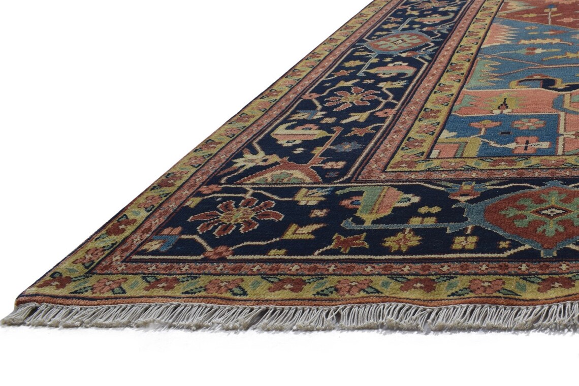 Wool Red Rug 10X14 Persian Hand Knotted Heriz Oriental Extra Etsy