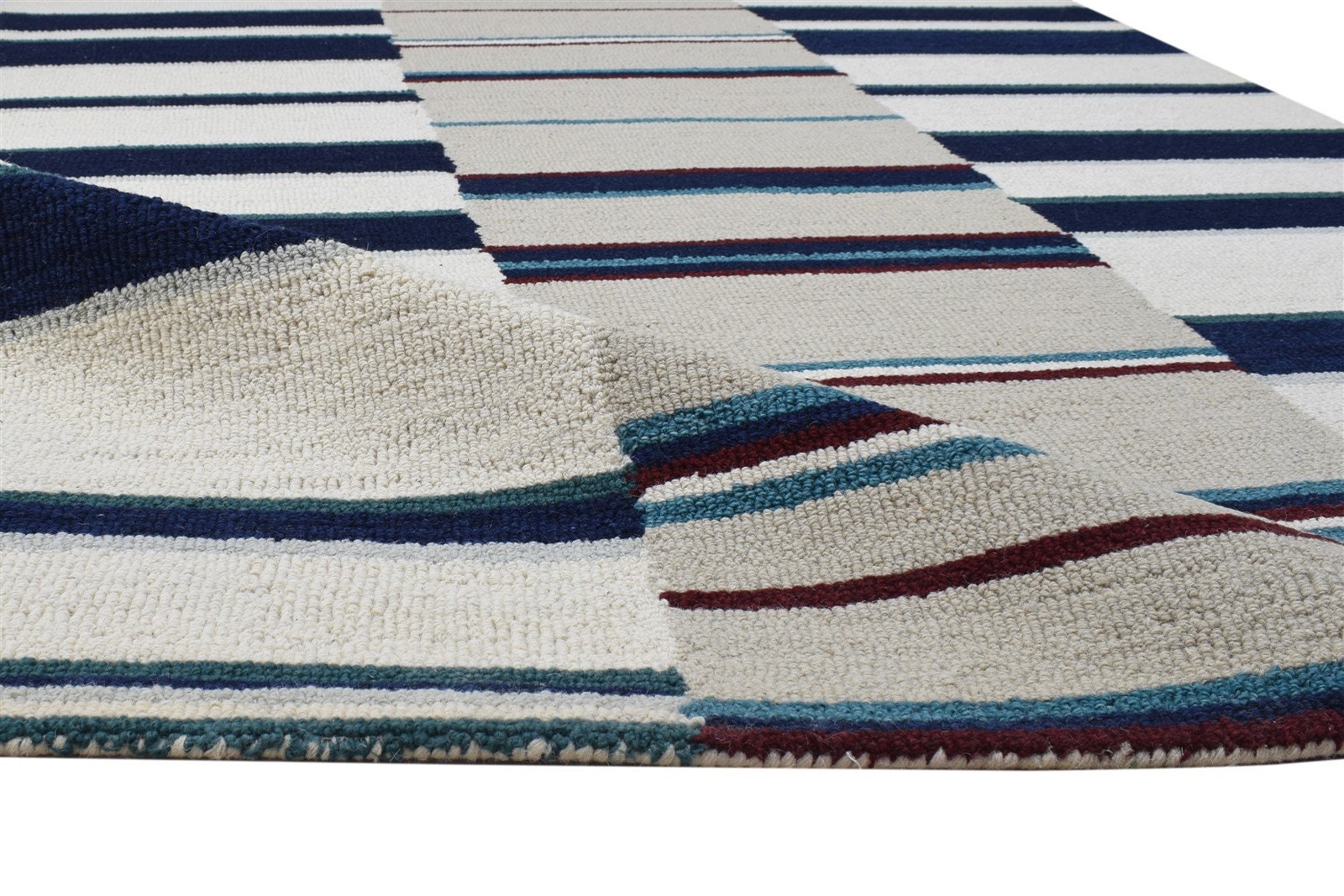 Wool blue rug 5x8 modern hand tufted scandinavian striped room Etsy