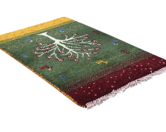 an Authentic Hand Knotted Gabbeh Rug 4'0 x 6'0 Double Knot Gabbeh Design Area Rug with Wool Pile a 4x6 Medium Rug an Authentic Hand Knotted Gabbeh Rug 4'0 x 6'0 Double Knot Gabbeh Design Area Rug with Wool Pile a 4x6 Medium Rug