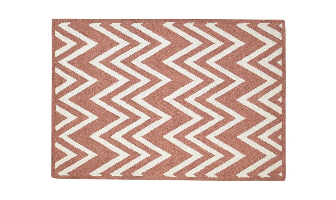 4' X 6' Rug Wool Rust Modern Hand Tufted Scandinavian Chevron Room Size Carpet Etsy