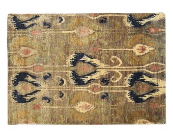 Jute Rug Hand Knotted Brown  Rug 5' X 7' Persien Oriental Ikat Room Size Carpet Natural  Rug  Rugs