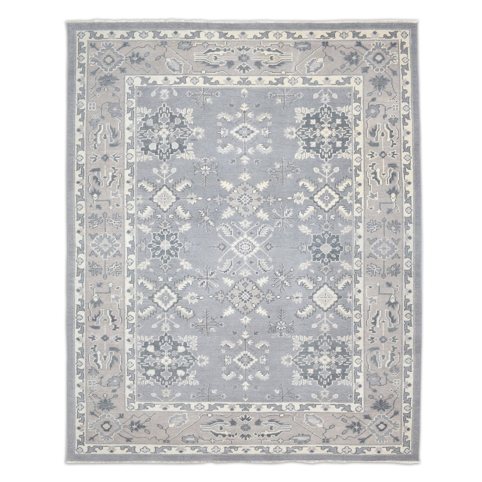 Wool grey rug 8' x 10' persian hand knotted oushak Etsy
