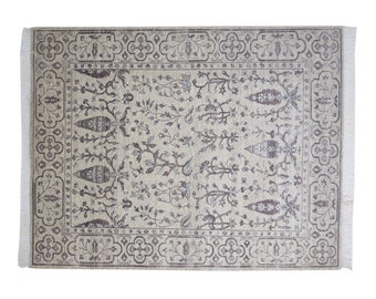 Wool Sand Rug 8' X 10' Persian Hand Knotted Mughal Oriental Large Carpet