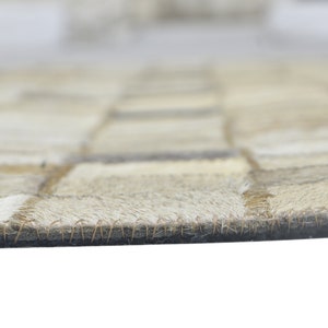 Modern Ivory / Gray Leather blocks Rug, Patchwork Rug, Cowhide Rug Large, Area Rug Carpet image 6