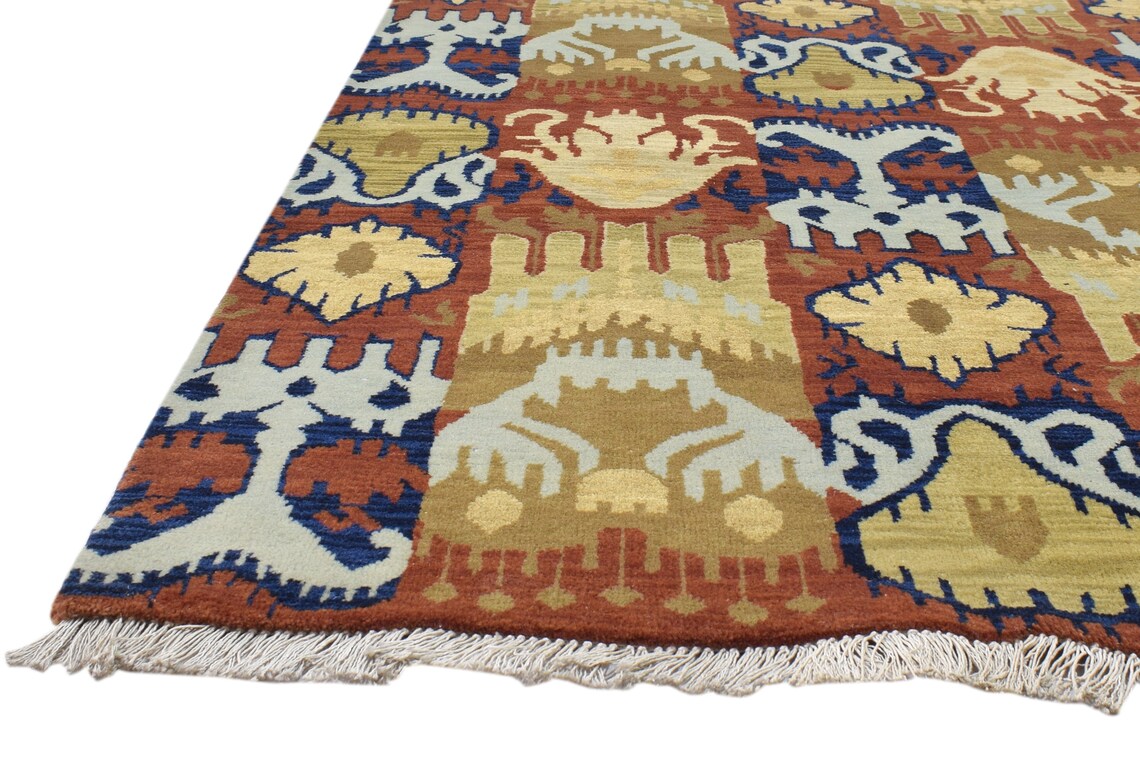 Wool rust rug 4' x 6' modern hand knotted oriental Etsy