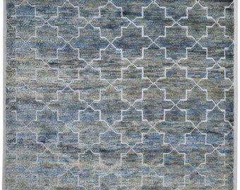 Jute Rug Blue   Rug 8' X 10' Modern Hand Knotted Moroccan Trellis Large Carpet Natural  Rug  Rugs