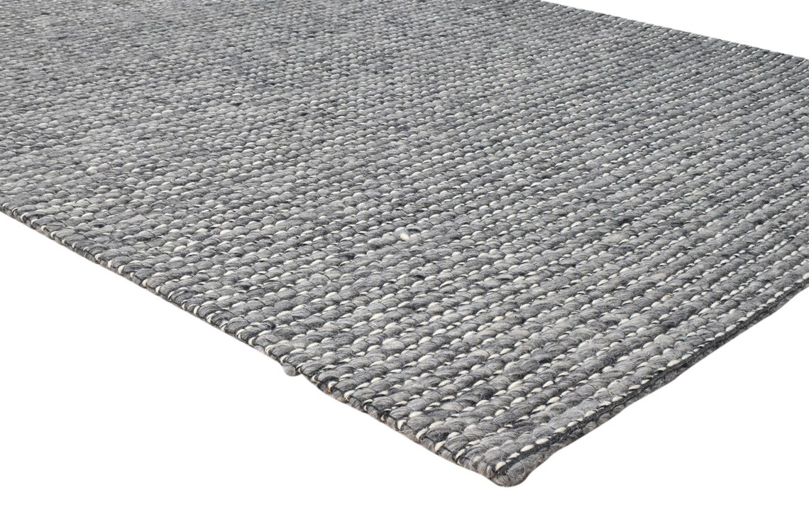 Wool Charcoal Rug 5X8 Modern Hand Woven Scandinavian Striped Etsy