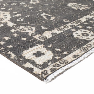 Tapis pour chambre à coucher, tapis anthracite noir de carbone, tapis de sol et tapis noués à la main, carpette turque pour salon image 5