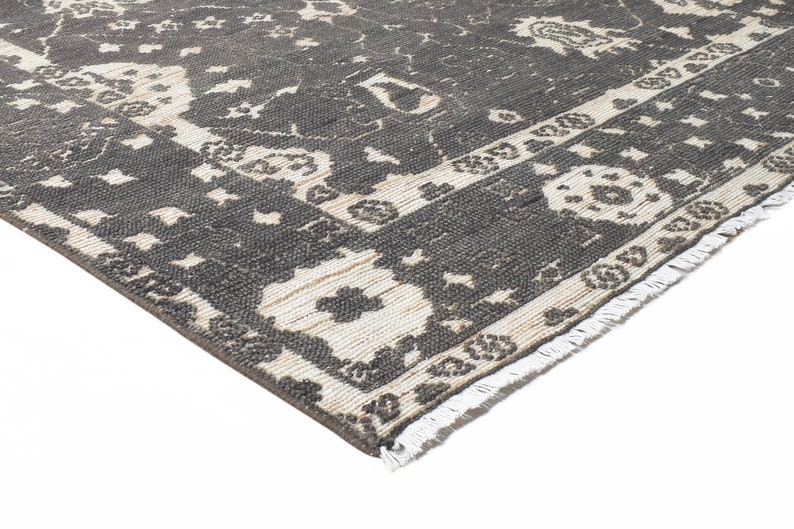 Tapis pour chambre à coucher, tapis anthracite noir de carbone, tapis de sol et tapis noués à la main, carpette turque pour salon image 5