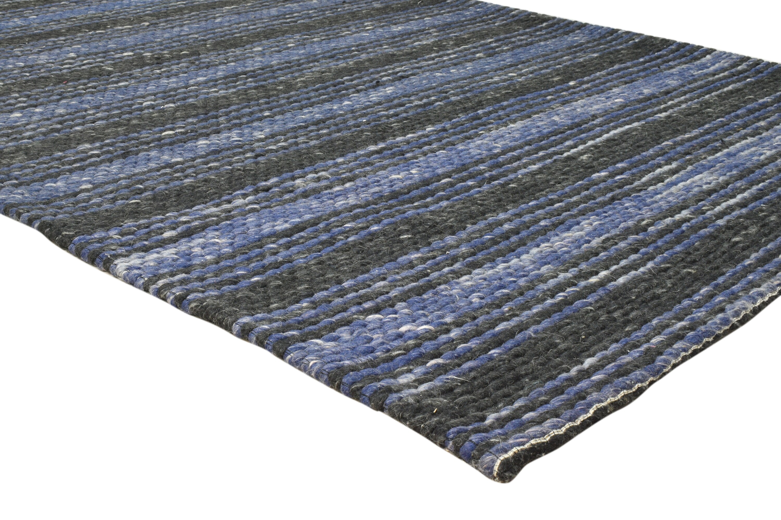 Wool blue rug 5x8 modern hand woven scandinavian striped room Etsy