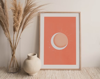 Sun and Moon Artwork - PRINTABLE WALL ART | Digital Download, Celestial Art, Wall Decor Print, Home Decor Art, Celestial Sun, Boho Wall Art