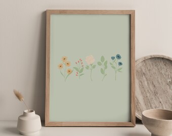 Pastel Floral Artwork - PRINTABLE WALL ART | Digital Download, Floral Art, Wall Decor Print, Nursery Art, Flower Art Print, Home Decor Art