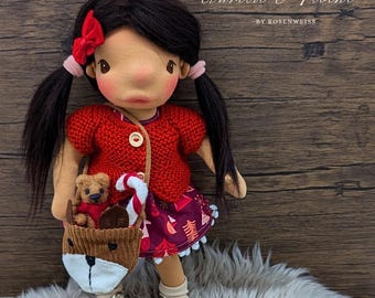 Boneca de pano Aurélie 35 cm e Teddy Flocke / Boneca Waldorf artesanal / Boneca Steiner / Boneca macia / Steinerdoll / Handmadedoll