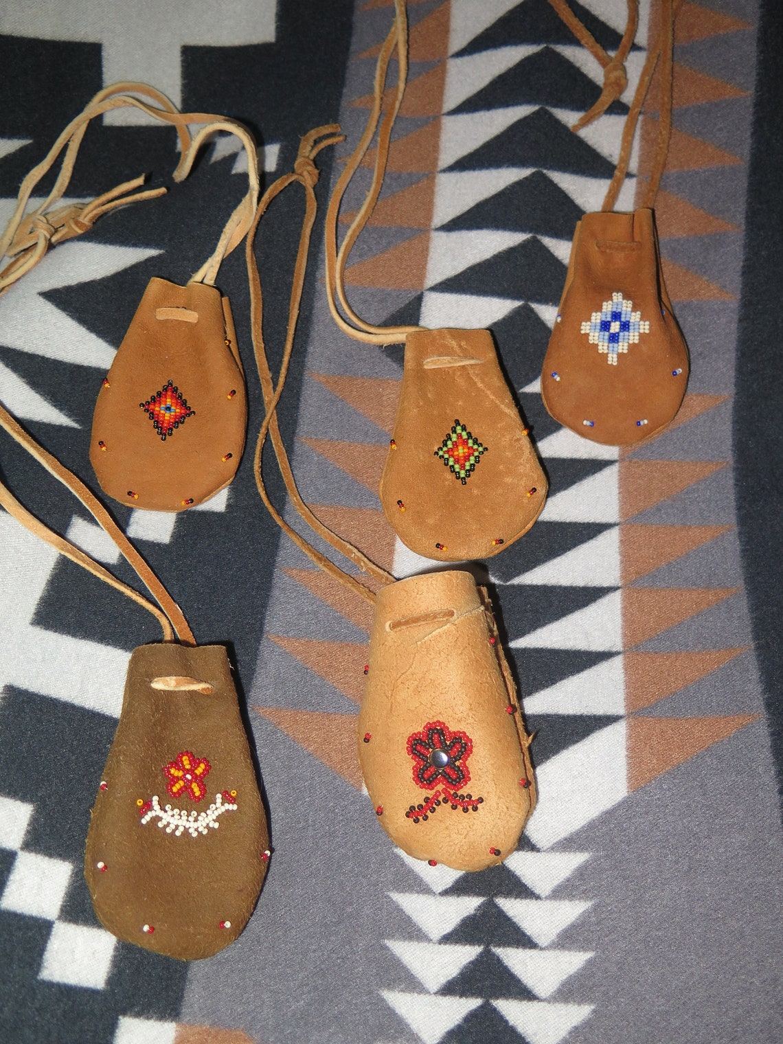 Native American Smoked Brain Tanned Leather Deer Beaded | Etsy